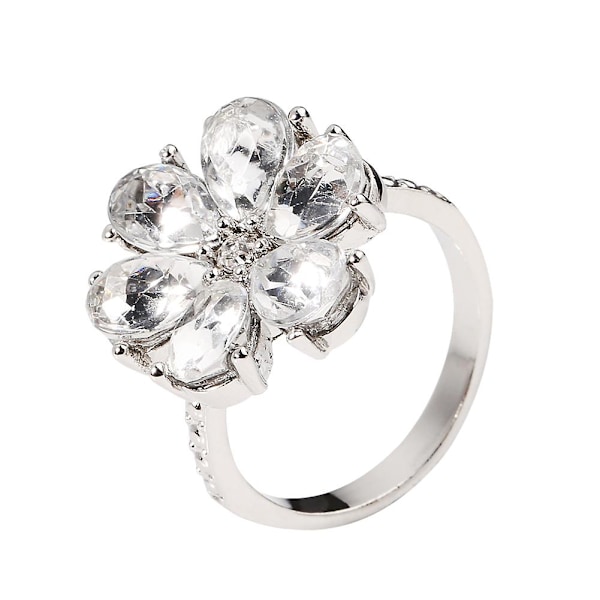 Trendy Blomster Cubic Zirconia Ringe til Kvinder Bryllup Forlovelse Finger Smykker Gave US 7