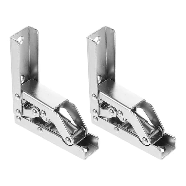 2 st Fällbart hyllfäste Fällbart stöd gångjärn Fällbart dörrgångjärn Skåphylla Hyllskåp 8X6.7X2CM Silver