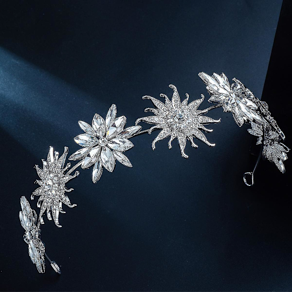Blommig snöflinga pannband strass glittrande brud hårbåge fräsch prinsessa huvudbonad hår