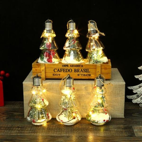 6-pakke klare LED-julekuler med hengende lys for juletre, bryllup, bursdag
