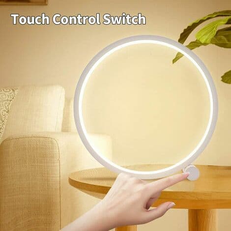 LED sengelampe Touch Ring Bordlampe Dæmpbar, Sengelampe Soveværelse 3 Farver Dæmpbar 10 Lysstyrker Moderne Cirkel Design