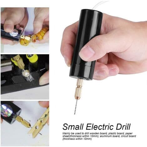 Mini bärbar elektrisk borrmaskin Micro USB DC 5V slipmaskin med 3 st bitset för borrning av trä plast papper