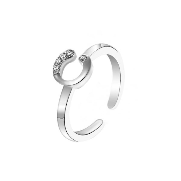 Muodin naiset yksinkertainen A-Z englanninkielinen aakkosten kirjain strassinen avoin sormus koru Rose Gold T