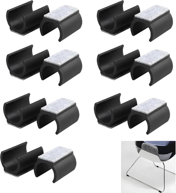 14 stk. glideputer, U-formede stolputer, 25 mm diameter, sklisikre plaststolputer med filt