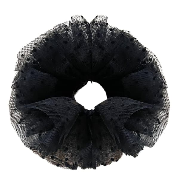 Mesh Polka Dot Jente Hestehale Oversized Hårring Elastiske Hårbånd For Jente Black Small