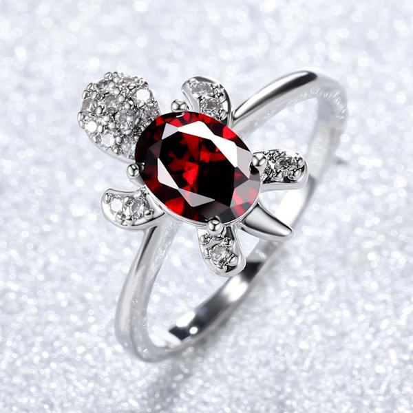 Parring med skilpaddeform, steiner, elegant og skinnende forlovelsesring Green US 6