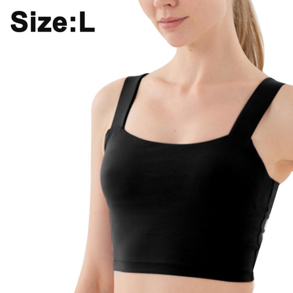 Stelle Dam Sportbehå Longline Trådlös Vadderad Crop Tank Top Medium Stöd för Yoga Träning Fitness