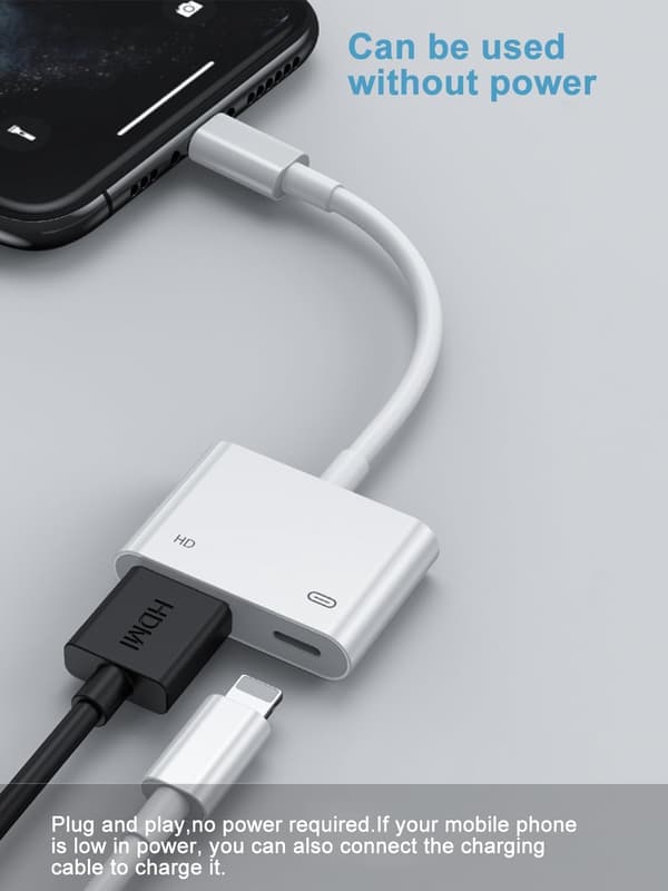 Lightning til HDMI-adapter til iPhone, HD 1080P AV Digital Video Audio Sync HDMI-kabelstik til iPhone 14/14 Pro/13/13