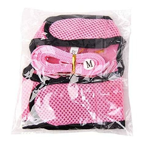 Sele til kaniner med elastisk snor, velegnet til små kæledyr (L: Bryst (35-40cm), Pink)