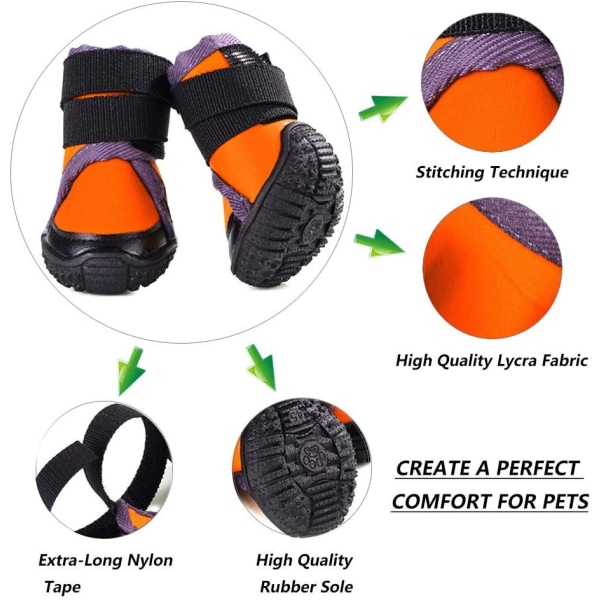 4pcs Dog Shoes Non-Slip Dog Shoes Paw Protection for Outdoor Activities 60 (Orange)