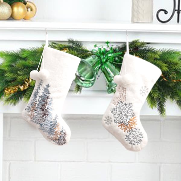 Juledekorasjon Stor Ullkule Broderi Snøfnugg
