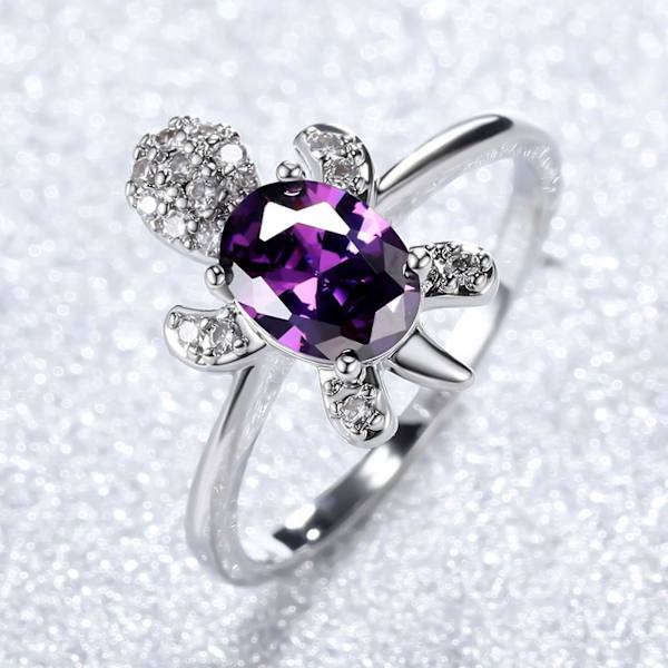 Parring med Skildpaddeform Rhinestones Smykker Elegant Lysende Ring Til Forlovelse Green US 6