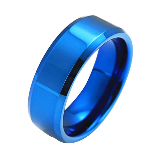 1 stk ring unisex rustfritt stål speil lett finger ring for bryllup Blue US 7