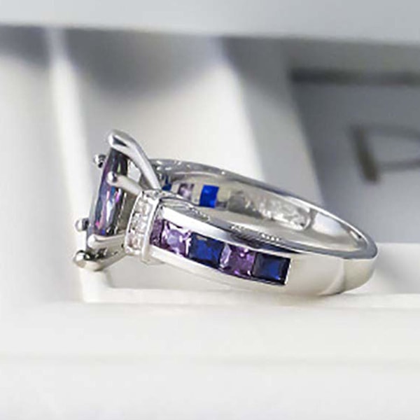 Trendig ring för kvinnor, färgglad kubisk zirkonia, inte lätt att bryta, lyxig modeaccessoar för bankett US 9