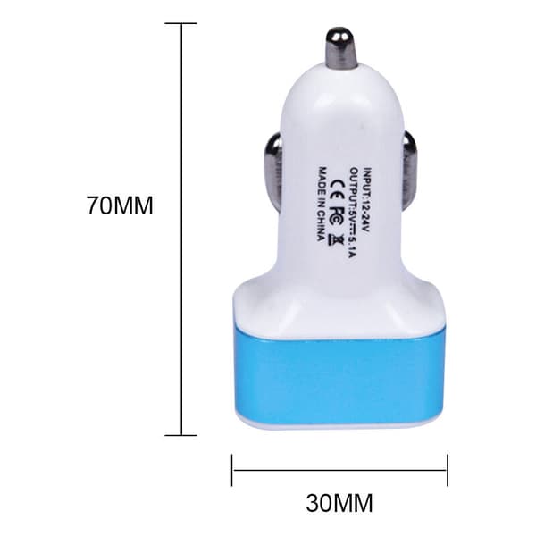 Biltelefonladdare, Billaddare, USB-kabel, (Blå)