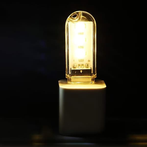 5 stycken (Varmvit) 5V Mini Bärbar USB Nattlampa 3leds Skrivbordslampa