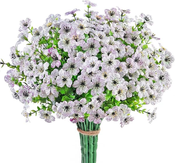 4 stk. 7-grenet eukalyptus violet simuleret blomsterbuket