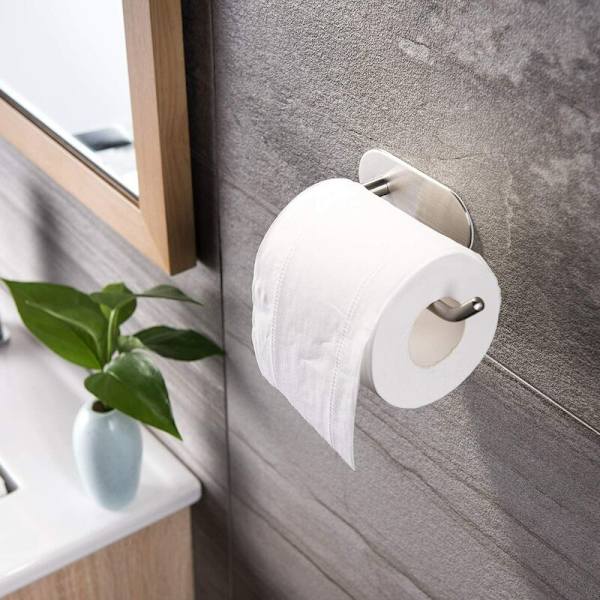 Toiletpapirholder uden boring Selvklæbende Papirholder Rustfrit Stål Toiletpapirholder