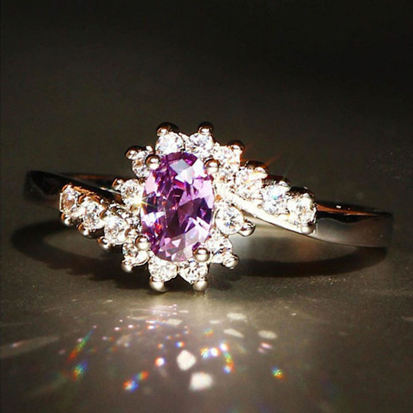 Smycke Ring Geometrisk Fint Utförande Utsökt Glansigt Kubisk Zirkon Ring För Fest Red US 10