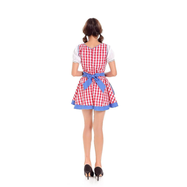 Østrigsk Tysk Dirndl Oktoberfest Kostume Karneval Dame Øl Pige Tjener Tartan Kjole Cosplay Halloween Fancy Party Kjole Blue M