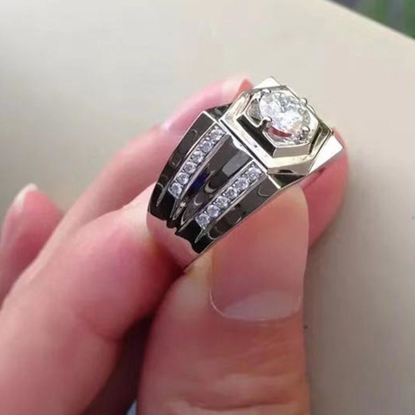 Lyxiga ringar med icke-blekande strass, inlagda strass, smycken, fingerring för bröllop US 11