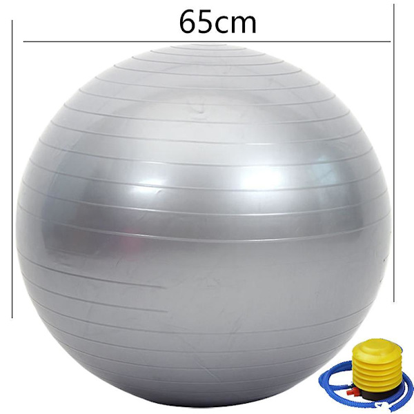 Träningsboll, Stabilitetsboll för Hemmet, Yoga, Gym Boll, Fysioboll, Schweizisk Boll, Fysioterapi Silver 65CM