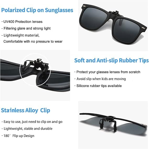 1 stk. Clip-on solbriller polariserte Junior Clip-on solbriller over
