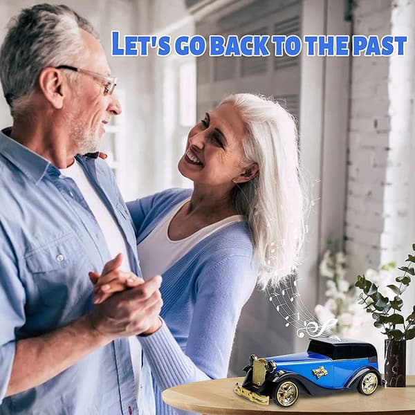 Blå klassisk retro bil trådløs bluetooth højttaler,