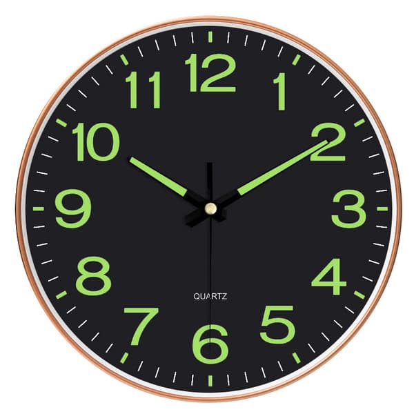 Musta tausta, energiaa imevä, valoisa ruusukulta, moderni design-seinäkello 30cm