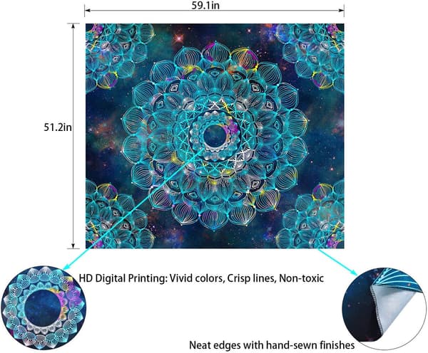 Mandala Lotus Gobelinvæg Psykedelisk Mystisk