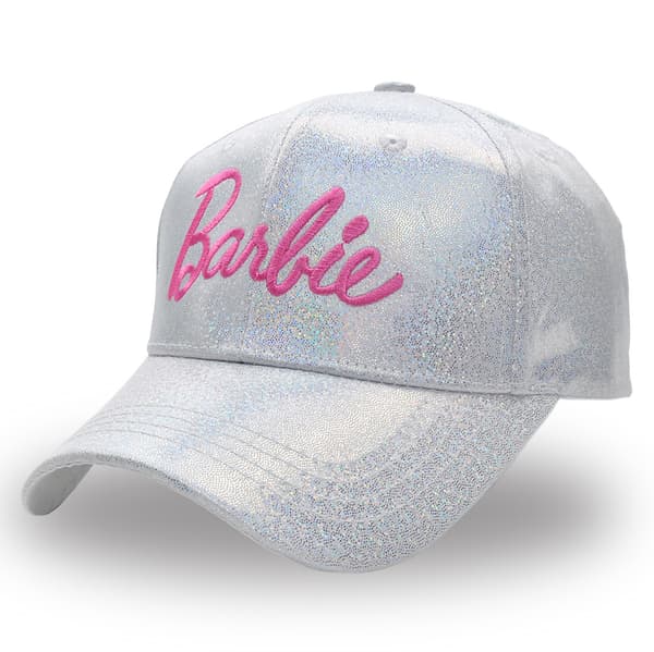 Flickors Barbie Laser Basebollkeps - Silver, Rosa Broderad