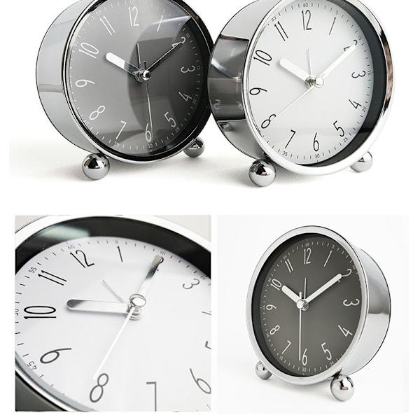 9,7*4*10,2 cm svart metall sängbord tyst väckarklocka