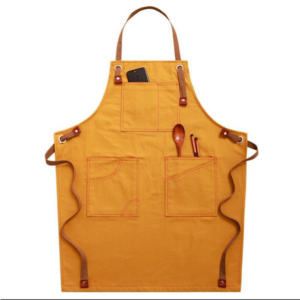 Denim-esili, kotibarista, ravintola, kukkakauppa, parturi, työvaatteet, koko (keltainen, 75 cm)