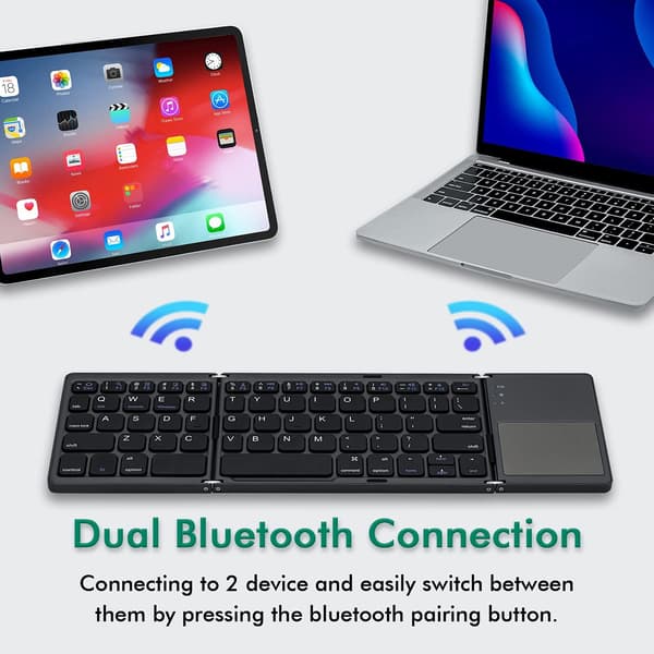 Trådlöst Bluetooth ultratunt vikbart tangentbord Gray Standard Edition