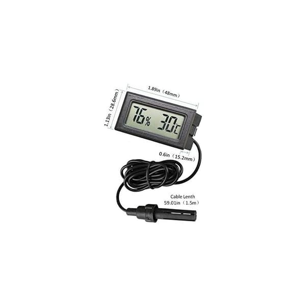 Mini Termometer Hygrometer, Indbygget LCD Digital Luftfugtighedsmåler med Ekstern Sonde til Inkubatorer, Brooder