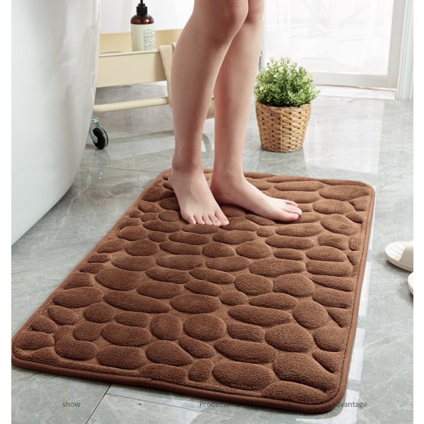 Pebble Waffle Gulvmatter, Baderomsinngang Sklisabsorberende Gulvmatter (Brun, 50*80CM),