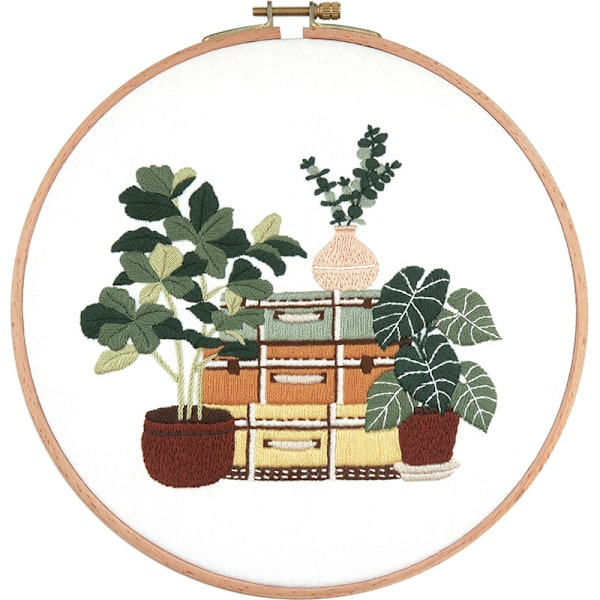 Handbroderad DIY-materialpåse Vitalitet + Överlagrad smaragd + 8-tums imitation bambu broderistretch + broderad bas Vitality + superimposed green Imitation bamboo