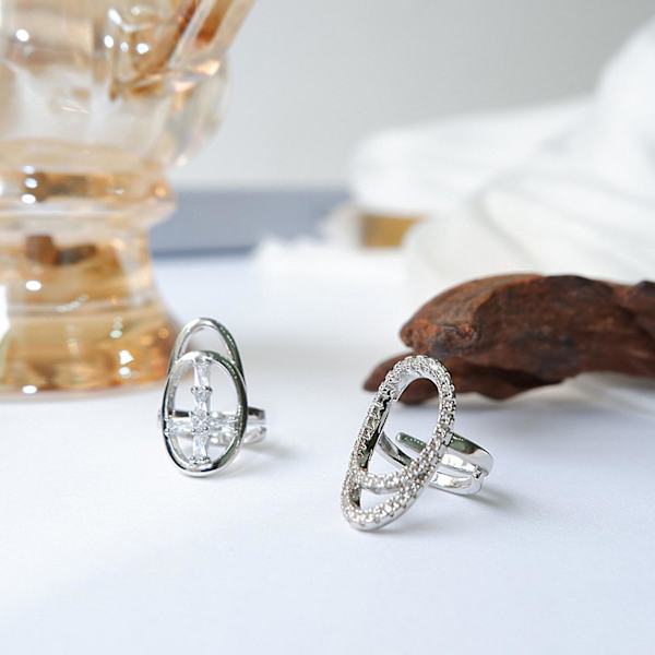 Kvinnor Flickor Metall Ihålig Cool Blank Cubic Zirconia Inlagd Fingertopp Naglar Ring 1