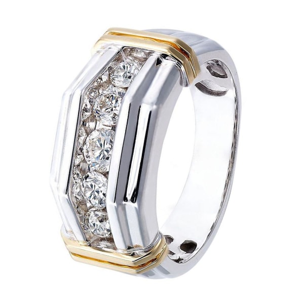 Mode Män Rhinestone Inlagd Tvåfärgad Finger Ring Bröllopsfest Smycken Present US 8