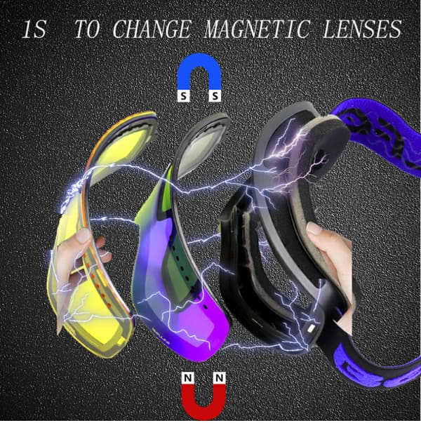 Magnetiska skidglasögon dubbla lager polariserade linser anti-dimma