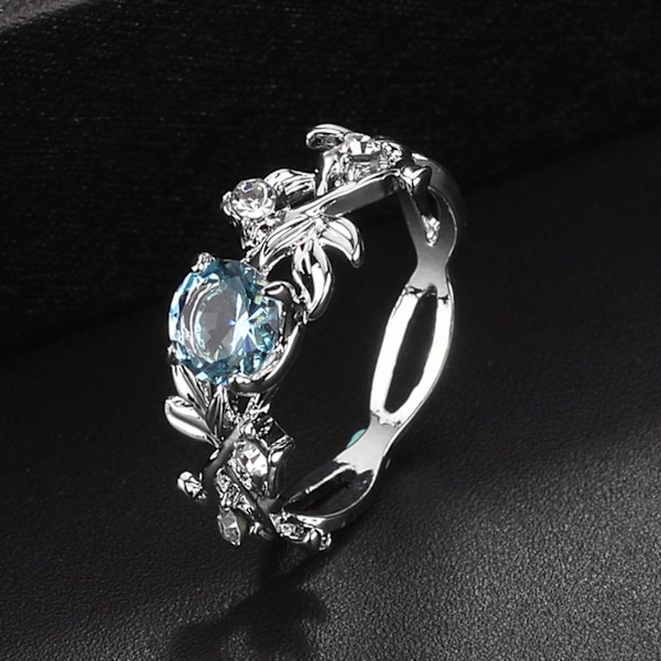 Kvinnor Ring Blad Strass Smycken Elegant Bright Luster Ring för dagligt slitage US 9