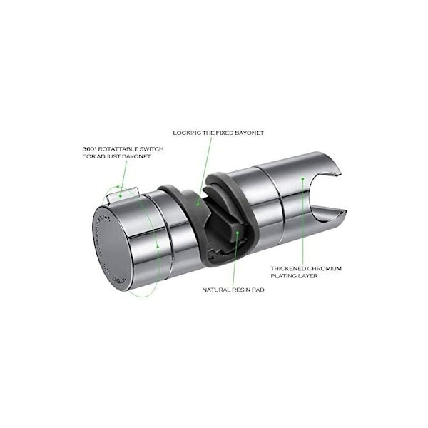 Udskiftelig håndholdt bruserholder, bruserhovedholder, 20-25MM diameter justerbar, krom ABS (sølv)