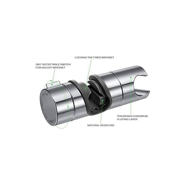 Utskiftbar håndholdt dusjholder, dusjhodeholder, 20-25MM diameter justerbar, krom ABS (sølv)