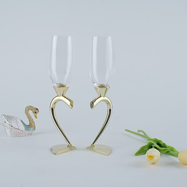 Set med 2 glas silver kreativa champagneglas bröllop