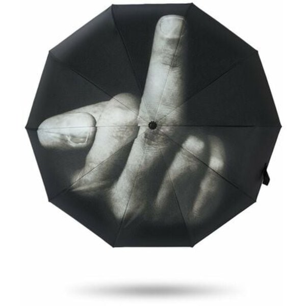 Svart Roligt Mellanfinger Design Snygga Mode Paraply