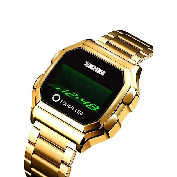 Mænds 1650 Led Digital Sports Militær Touch Screen Vandafvisende Ur - 42 Mm - Guld