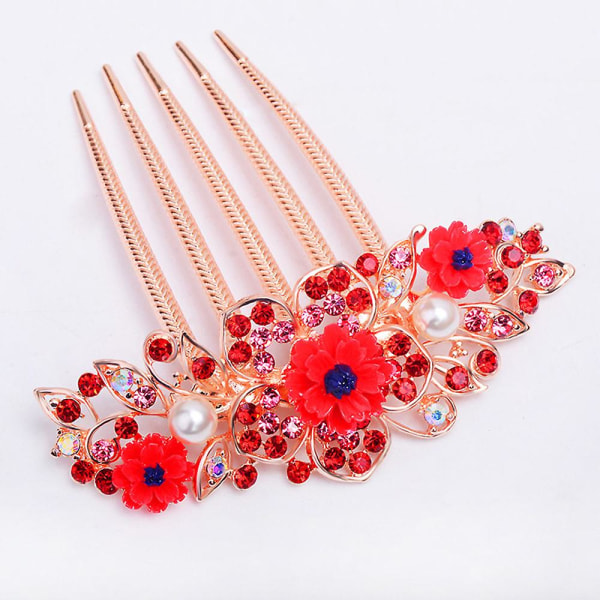 Rhinestone Flower Five-tooth Comb Bridal Hairbrush Hair Accessories Ornaments