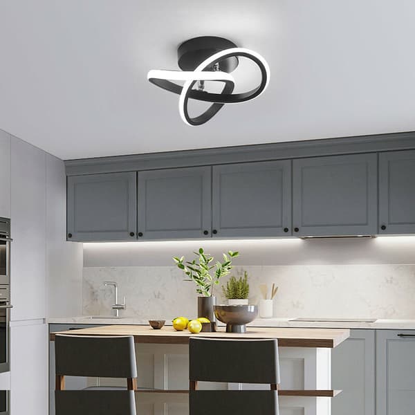 LED Loftlampe, Moderne 22W Sort Akryl LED Loftlampe til Korridor, Altan, Trappe, Diameter 24cm, Dæmpbar
