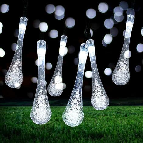 9,5 m 50 LED vanndråpe solcellelyslenker, 8 moduser vanntette utendørs solcellelyslenker for hagefest jul (hvit)