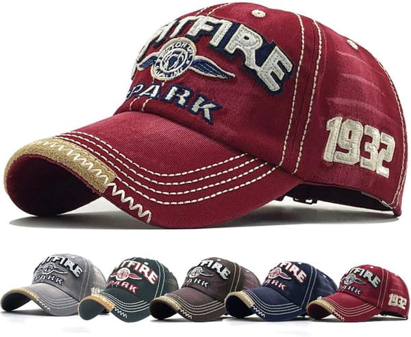 Röd Retro Basebollkeps Unisex Justerbar Metallspänne